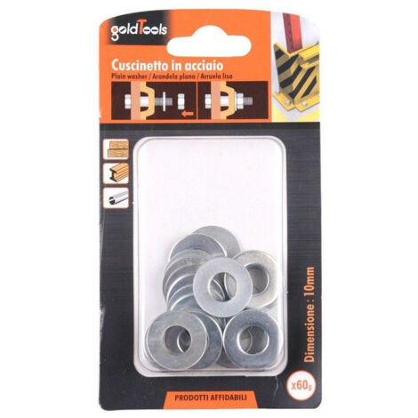Trade Shop - Set Confezione 60gr Rondelle Piane Piatte Cuscinetto In Acciaio Diam. 10mm 90831 -