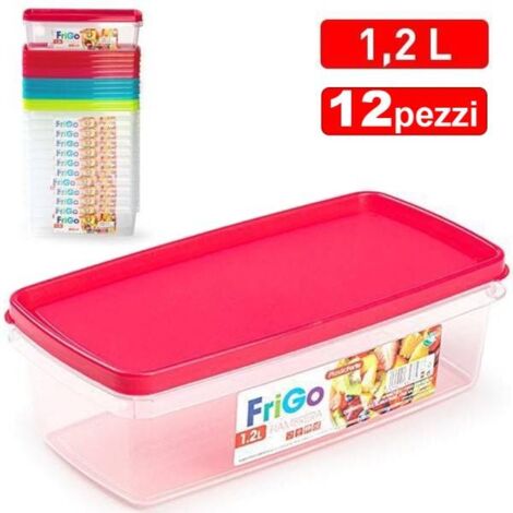 CONTENITORI PER ALIMENTI 1,2lt 2lt 3lt IN PLASTICA CON COPERCHIO 3pz