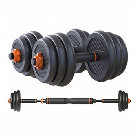 TRADE SHOP - Set Coppia Di Manubri Bilanciere Dischi Barra Di Collegamento Regolabile Da 15kg -