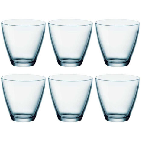TRADE SHOP - Set Da 6 Pezzi Bicchieri In Vetro Bicchiere Per Acqua Vino Bibite Blu 26 Cl -