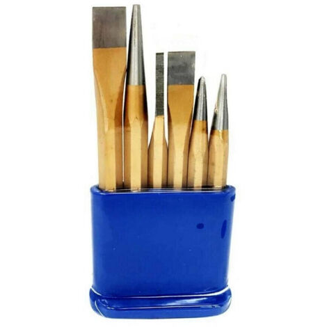 TRADE SHOP - Set Da 6 Pezzi Punzoni Caccia Spine In Acciaio Chrome Vanadium Con Contenitore -