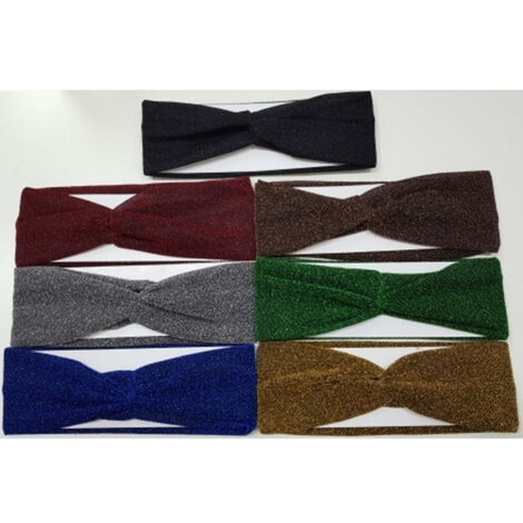 Trade Shop - Set De 2 Bandas Glitter Círculo De Pelo Retro Anudado -