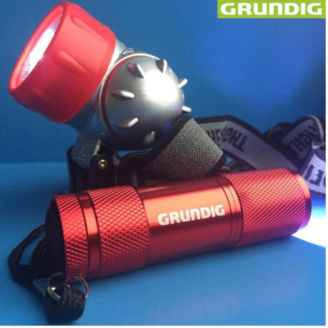 Trade Shop - Set De 2 Linternas Frontales Led Y Linterna Para Camping Pesca Bicicleta Grundig -