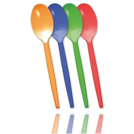 Trade Shop - Set De 24 Piezas Cucharas De Plástico Fiestas De Colores Fiesta De Cumpleaños -
