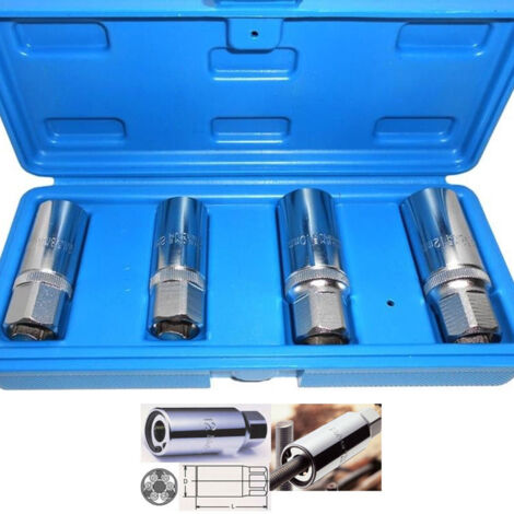 Trade Shop - Set De 4 Pcs Roller Presents Tornillo Extractor 1/2 "6 8 10 12mm -