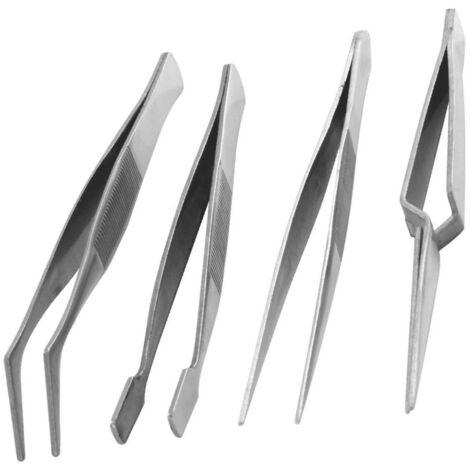 Trade Shop - Set De 4 Pinzas De Acero Inoxidable Quita Espinas Pez Pastel De Cocina -