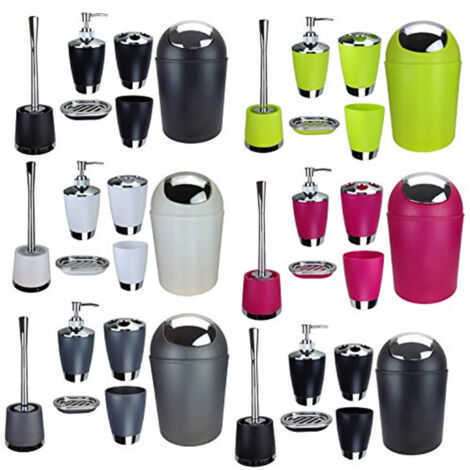 Trade Shop - Set De Accesorios De Baño Porta Jabonera Dosificador De Jabón Líquido Porta Cepillo De Dientes -
