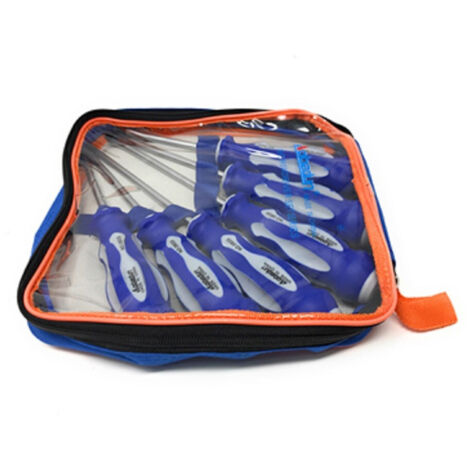 Trade Shop - Set Di Cacciaviti 6pz Con Punta Magnetica A Taglio E Stella Borsa Giraviti 50269 -