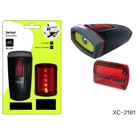 Trade Shop - Set Di Luci Led A Batteria Anteriore Posteriore Bici Attacco Universale Dt-2181 -