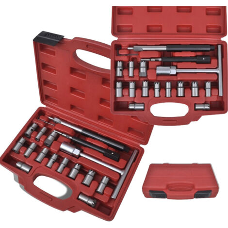 TRADE SHOP - Set Kit Alesatori Per La Pulizia Iniettore Iniettori Auto Motore Diesel 17 Pz -