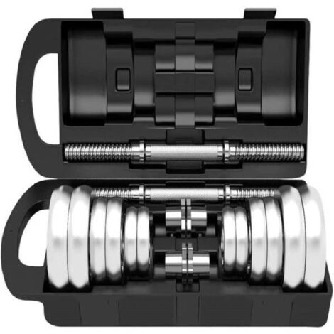 Trade Shop - Set Manubri Regolabili Dumbbell 30kg Manubrio Elettrolitico Bilanciere Palestra