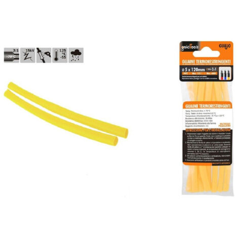 Trade Shop - SET MIT 10 GELBEN SCHRUMPFHÜLLEN 5X120 MM FÜR KABEL 57088 -