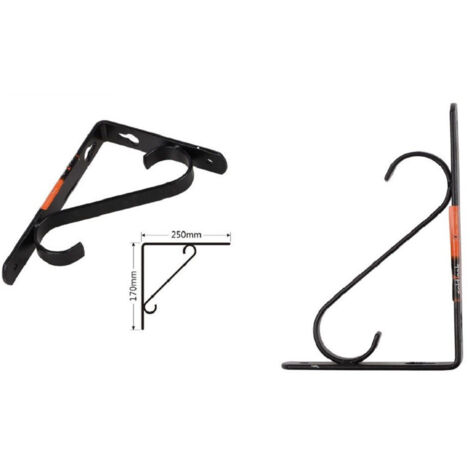 Trade Shop - SET MIT 2 REGALHALTERUNGEN, ECKWINKEL, VERSTÄRKUNG 250 X 170 MM, SCHWARZ 91286 -