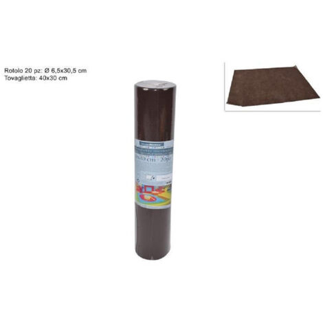 Trade Shop - SET MIT 20 TISCHSETS UND TISCHDECKEN MIT ABREISSBARER TNT-ROLLE 30 X 40 CM BRAUN -