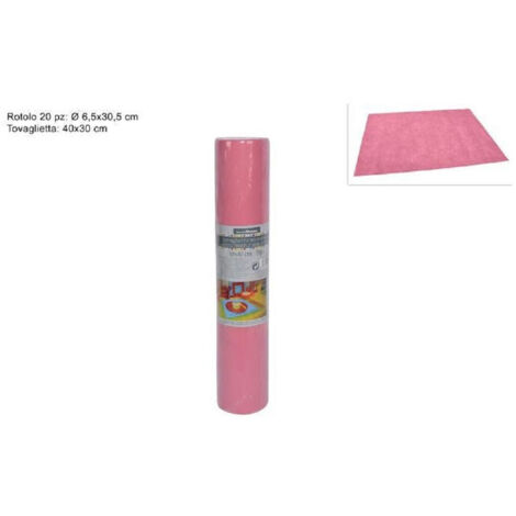 Trade Shop - SET MIT 20 TISCHSETS UND TISCHDECKEN MIT ABREISSBARER TNT-ROLLE 30 X 40 CM ROSA -