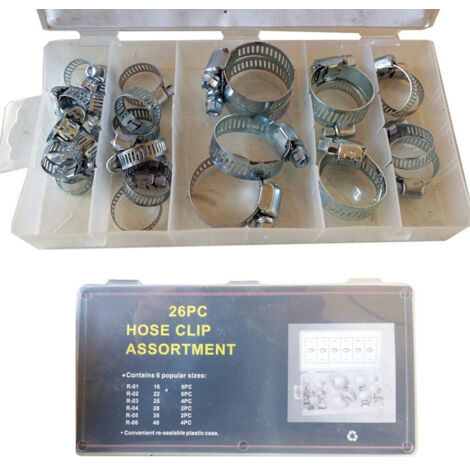 Trade Shop - SET MIT 26 STÜCK STAHLSCHLAUCHSCHELLEN SORTIMENT ROHRSCHLAUCHSCHELLEN -