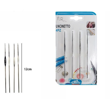 Trade Shop - SET MIT 4 METALL-HÄKELNADELN FÜR BAUMWOLLE, STRICKEN, SCHNEIDER UND NÄHEN 53253 -