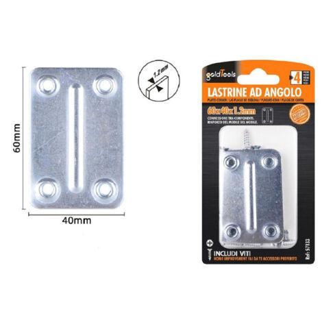 Trade Shop - SET MIT 4 PLATTEN PLATTENVERBINDUNGSPLATTE 60X40X1,2MM MIT MOBILEN SCHRAUBEN 57133 -