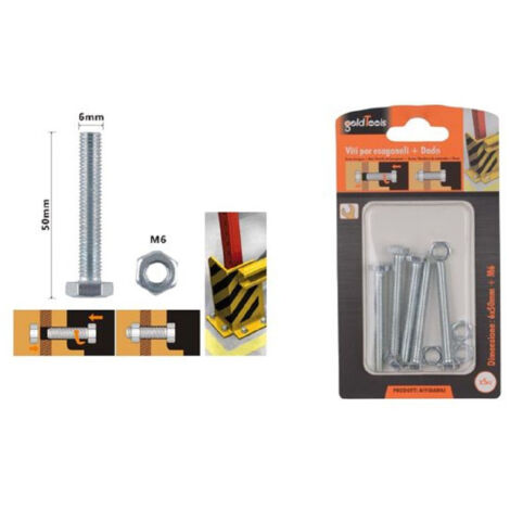 Trade Shop - SET MIT 5 STÜCK SECHSKANTKOPF-AUSSENSCHRAUBEN 6X50 MM MIT MUTTERN M6 MUTTER 90918 -