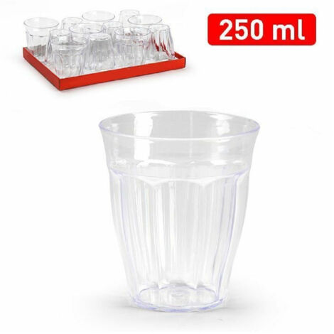 Trade Shop - SET MIT 6 GLÄSERN WASSERGLAS AUS TRANSPARENTEM KUNSTSTOFF 250 ML 1138506 -