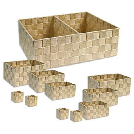 TRADE SHOP - Set Scatole In Tessuto Porta Oggetti Organizer Da Bagno Armadi Scaffali 79155 -
