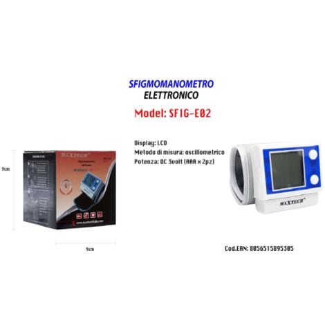 Trade Shop - Sfigmomanometro Misuratore Pressione Arteriosa Elettronico Da Braccio Sfig-e02 Maxtech -