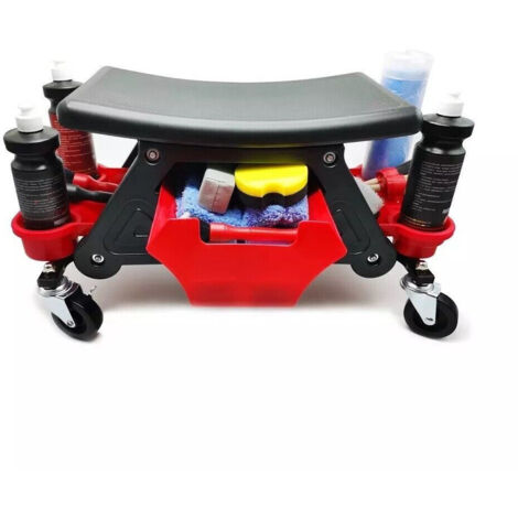 TRADE SHOP - Sgabello Da Officina Meccanico 136kg Seggiolino Carrello Auto Moto Con 4 Ruote -