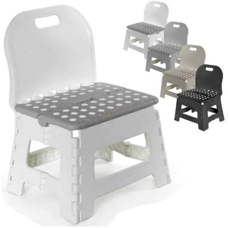 TRADE SHOP - Sgabello Multiuso Salvaspazio Pieghevole Sedia Con Schienale Colori Assortiti -
