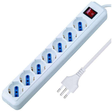 Trade Shop - Shuko Multipresa Bipasso 10 und 16 Amp 6 Plätze elektrische Ciabatta mit Schalter -