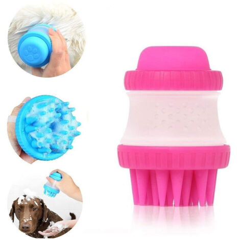 Trade Shop - Silikonbürste mit Shampoo-Tank, Kamm, kurzes und langes Haar, Massage für Hunde -