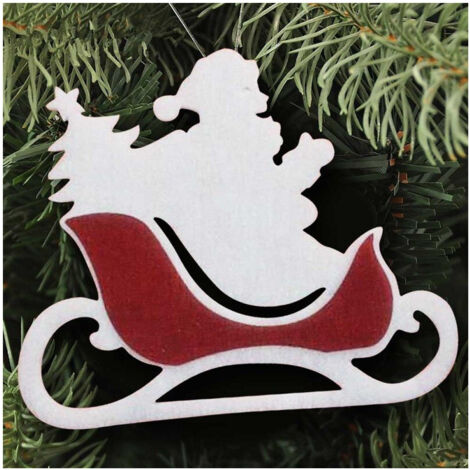TRADE SHOP - Slitta Babbo Natale Ovatta E Juta 2 Colori 44 Cm Per Albero Di Natale -