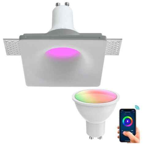 Trade Shop - SMART PLASTER LED SPOTLIGHT GU10 WIFI EINBAU QUADRATISCH VERSCHWINDEND RGB CCT ALEXA GOOGLE -