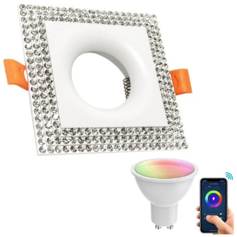 Trade Shop - SMARTER EINBAU-STRAHLER QUADRATISCH GLITTER LED 5W GU10 RGB WIFI ALEXA GOOGLE HOME -      Weiß