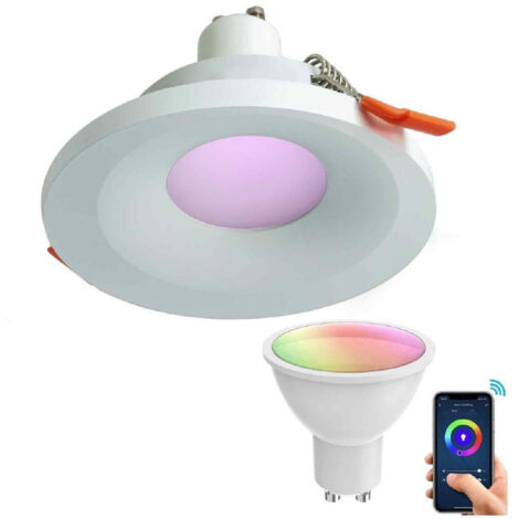 Trade Shop - SMARTER LED-EINBAUSCHEINWERFER 65MM LED 5W GU10 SMART WIFI RGB CCT ALEXA GOOGLE -      Weiß
