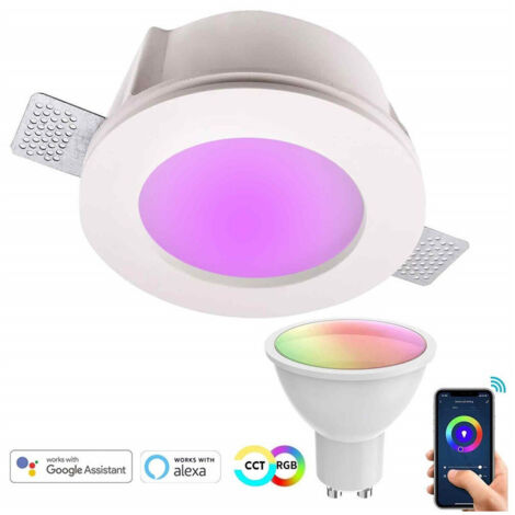 Trade Shop - SMARTER RUNDER GIPS-SPOTLIGHT LED GU10 WIFI EINBAULEUCHTE RGB CCT ALEXA GOOGLE 125MM -