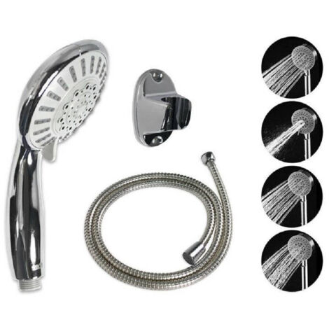 TRADE SHOP - Soffione Con Tubo Flessibile 1,8mt Doccetta Telefono Staffa Muro Da Bagno 52056 -