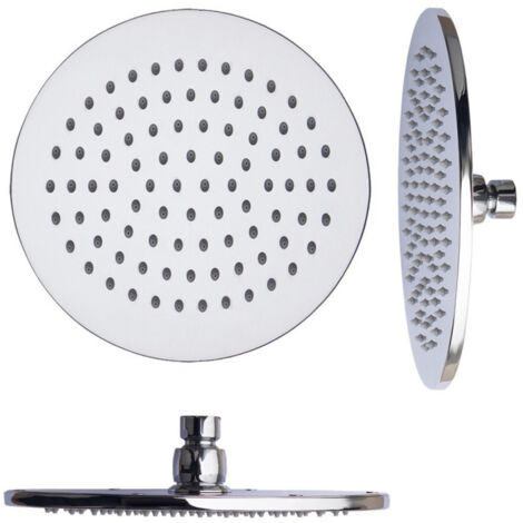 TRADE SHOP - Soffione Doccia 6" 15cm Rotondo In Acciaio Attacco Standard Snodato Orientabile -