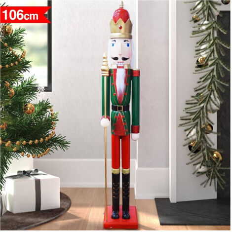 TRADE SHOP - Soldato Schiaccianoci Di Natale In Legno Altezza 106cm Decorazioni Natalizie -