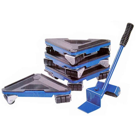 TRADE SHOP - Sollevatore Mobili Pesi Leva A Rullo 4 Basi Con Ruote Per Trasporti Traslochi -