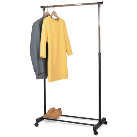 Trade Shop - Soporte De Bastidor De Capa De Metal Ajustable Con Vestidor De Ruedas Dormitorio -