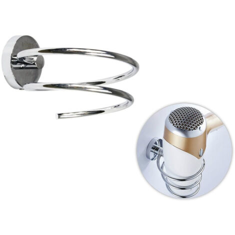 Trade Shop - Soporte Para Secador De Pelo De Pared De Acero Para Cuarto De Baño Con Fijación De Rosca -