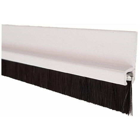 Trade Shop - Sottoporta Pvc Con Spazzola 90cm Bianco Adesiva Paraspifferi Freddo Porte Finestre -