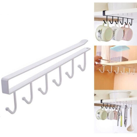 TRADE SHOP - Sottoripiano Sotto Ripiano Con 6 Ganci Appendi Mestolo Attrezzi Per Cucina 26x7 -