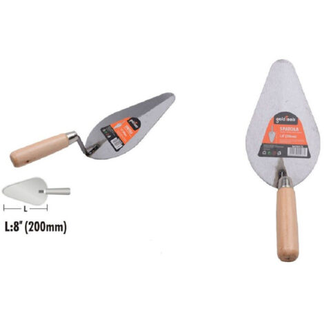 TRADE SHOP - Spatola Forma Pesca Cazzuola Acciaio 200mm 8" Manico In Legno Ferramenta 90478 -