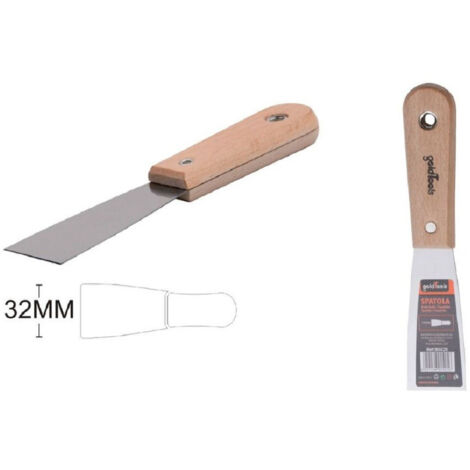 TRADE SHOP - Spatola Per Pareti In Acciaio 32mm Ferramenta Con Maniglia In Legno 1.5" 90425 -
