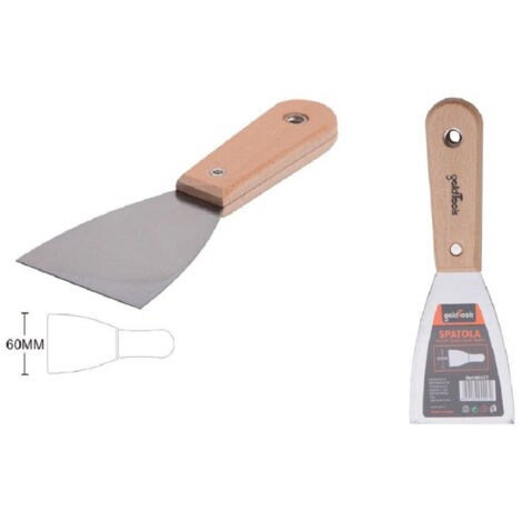TRADE SHOP - Spatola Per Pareti In Acciaio 60 Mm Ferramenta Con Maniglia In Legno 2.5" 90427 -