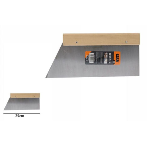 Trade Shop - Spatola Per Pareti Stecca Per Stucco In Acciaio Impugnatura In Legno 25cm 53276a -