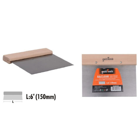 TRADE SHOP - Spatola Raschietto In Acciaio Impugnatura In Legno 6″ 150 Mm Ferramenta 90469 -