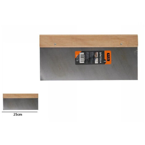 Trade Shop - Spatola Stecca Pareti Per Stucco Acciaio Impugnatura Legno 25 Cm Pittore 53273a -