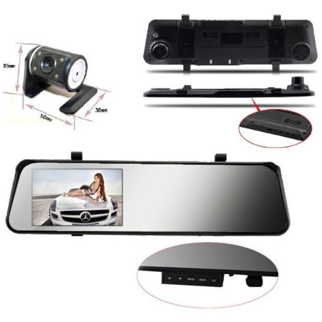 Trade Shop - Specchietto Retrovisore Dvr Telecamera Full Hd 1080p 4.3 "lcd Con Retrocamera -